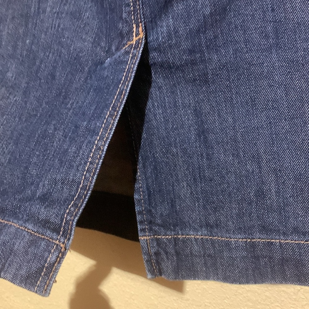 Old Navy Jean Skirt 6 Midi Blue Front Zipper w/Buttons Cotton Spandex Pockets - Picture 10 of 13